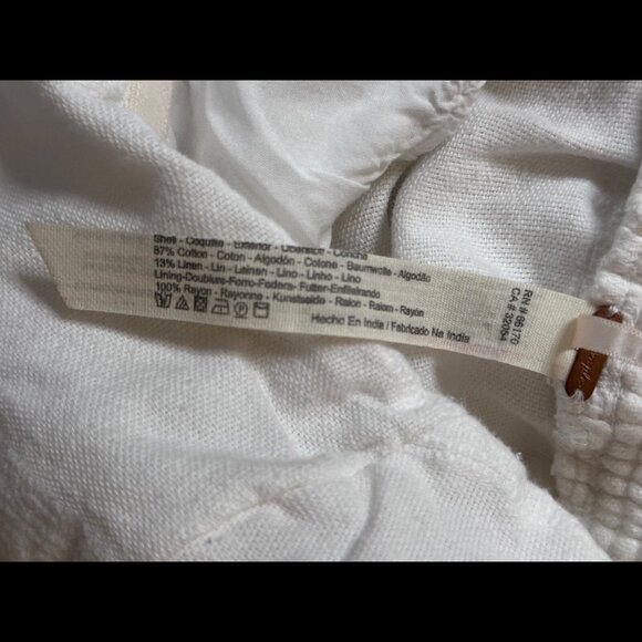 Free People Skirt Medium Womens White Linen Cotton Back Tie Tiered Midi A Line - Picture 6 of 6